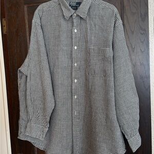 Ralph Lauren Black and White Gingham linen Men's Shirt size 17 1/2. 35